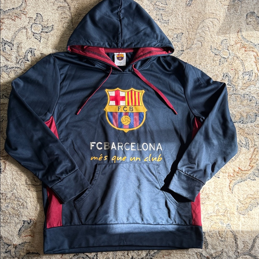 FCB Barcelona Barca futbol soccer Dark Blue Pullover Hoodie men S FCB brand